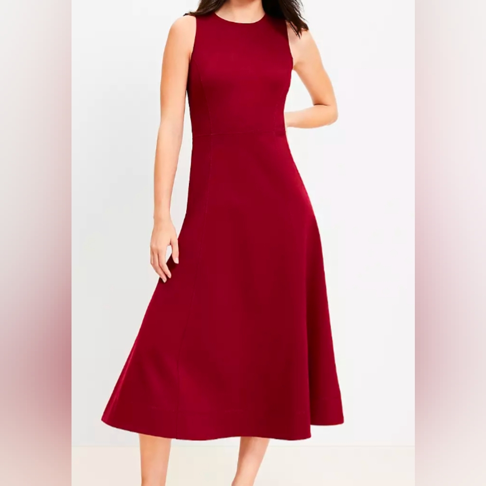 LOFT Deep  Red Ponte Dress
